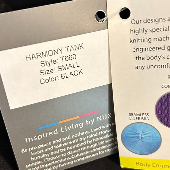 NUX Women's Black Harmony Tank over Bra T660 Size Small NWT - Picture 5 of 10